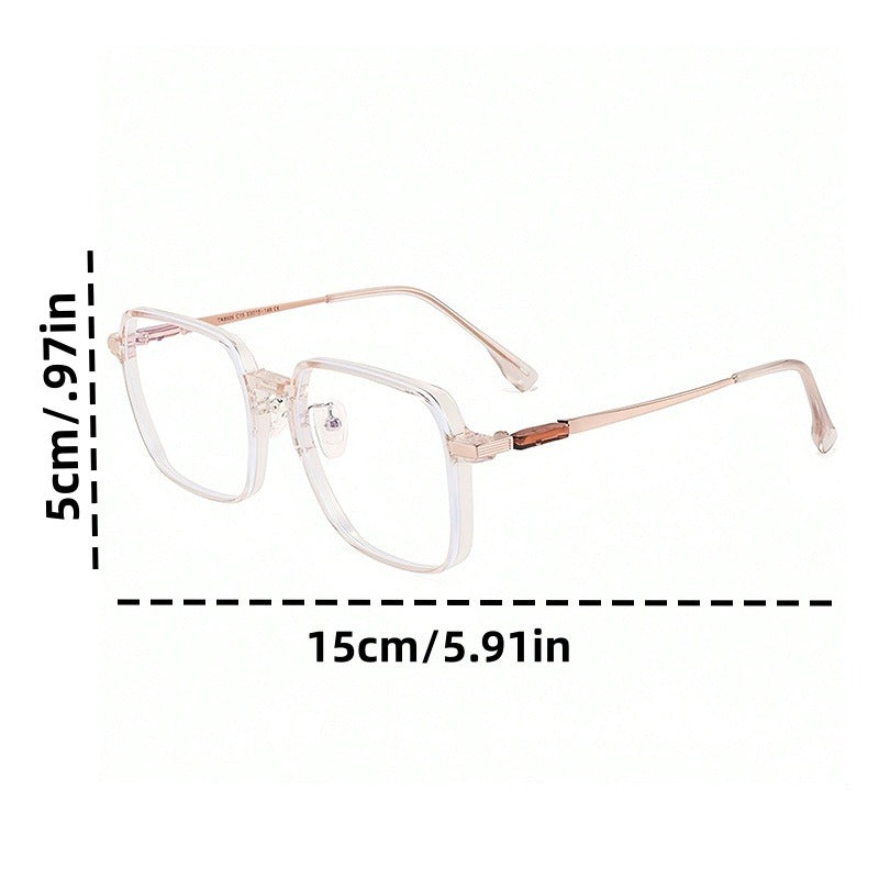 1 Piece Women Geometric Frame Casual Glasses, Transparent Lens Minimalist Eyewear, Bohemian Style for Party Beach Travel & Valentine Gifts