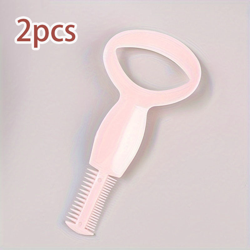 2 Pack Compact Lash Application Supplies, Eyeliner Auxiliary Stencil, Mascara Protective Baffle and Integrated Comb Lash Styling Applicator for Outdoor Use