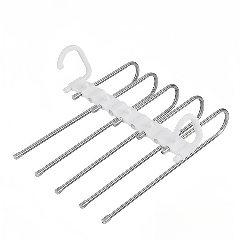 Durable Stainless Steel Pants Hangers with Non-Slip Coating, 5 Hooks Design, Space-Saving & Reduces 80% Clutter, Perfect for Skinny Jeans & Denim Fabrics