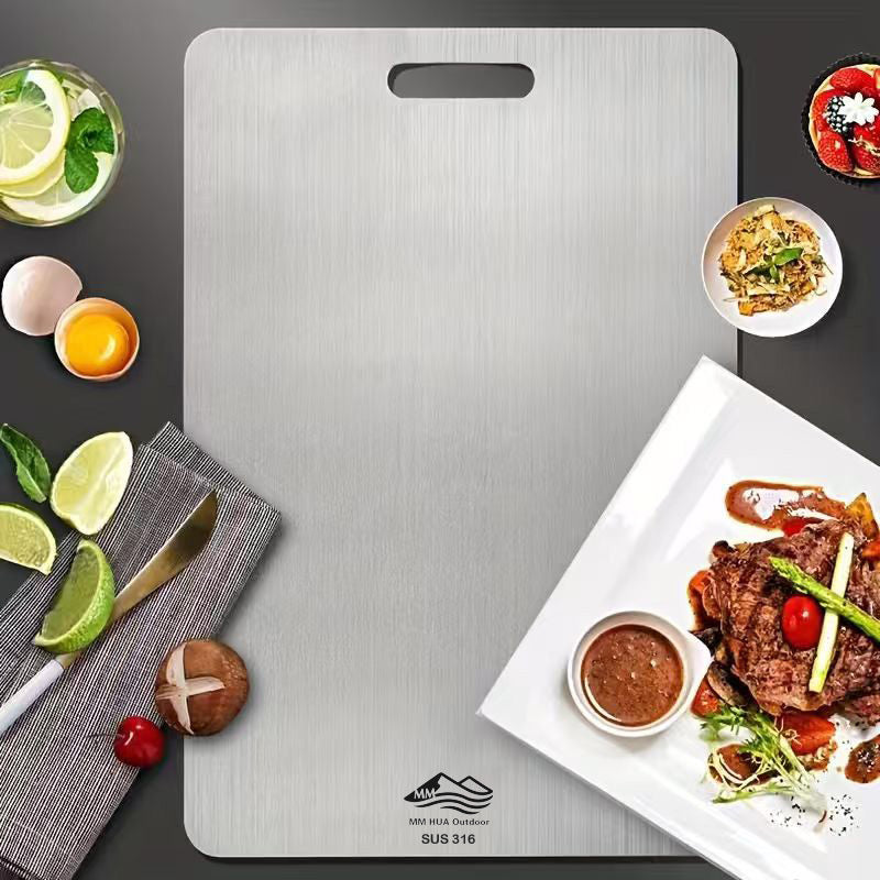 Double-Sided Non-Slip Stainless Steel Cutting Board – High-End, Easy to Clean & Corrosion-Resistant, Essential Kitchen Accessory for Home, Restaurants & Outdoor Adventures