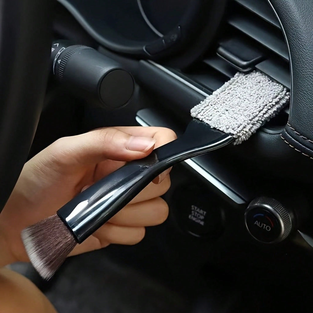 3Pcs Multi-purpose Soft Cleaning Brushes, Dual-head Brush for Car Air Vent and Interior Detailing, Reusable Manual Vehicle Cleaning Tools, Practical Car Wash Accessories for All Seasons