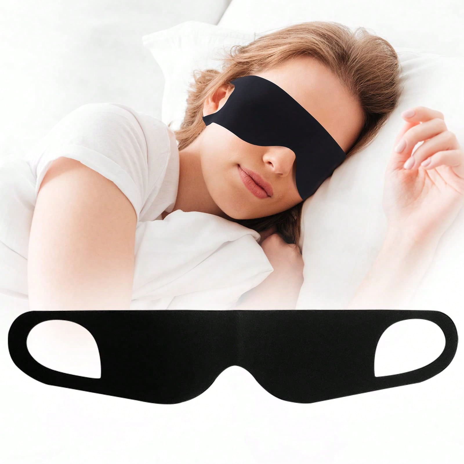 Lightweight Breathable 3D Contoured Eye Mask, Ergonomic Sleep Blindfold Effectively Blocks Light & Relieves Eye Pressure, Portable Sleep Helper for Travel, Home, Hotel & Yoga
