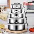 5-Piece Reusable Stainless Steel Outdoor Containers – Circular Airtight Lids, Perfect for Storing Fruits, Vegetables & Snacks, Ideal Companion for Picnic Parties & Outdoor Adventures