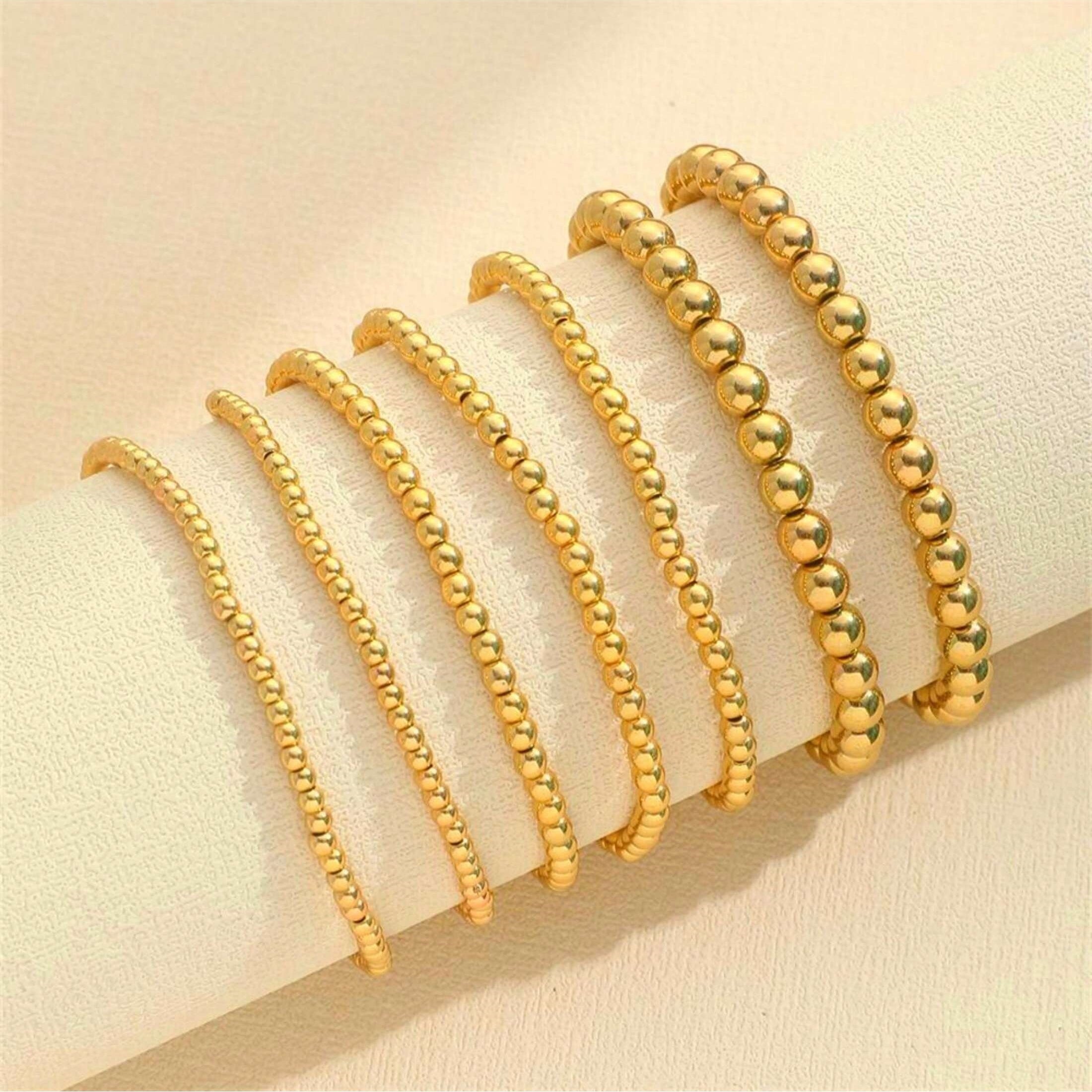 7-Piece Stackable Multifunctional Gold Bead Bracelets – Bohemian Beach Style Mix-and-Match Bead Chains, Versatile No-Outfit-Picking Design for Daily Wear, Beach Vacations & Party Gatherings