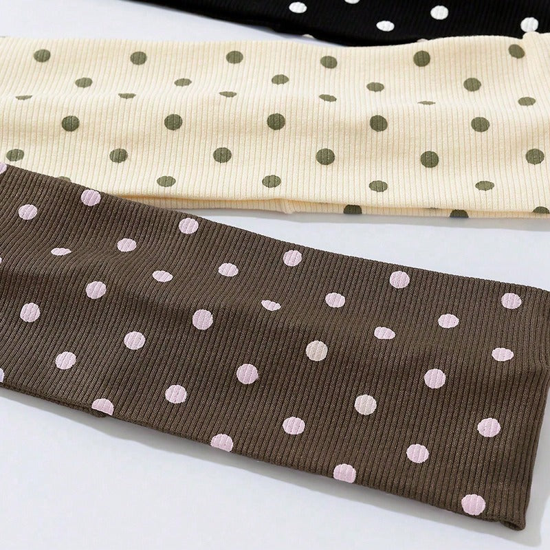 3pcs Women Polka Dot Hair Scarf Headbands, Flexible Anti-slip Hair Bands Ideal for Daily Wear & Seasonal Travel