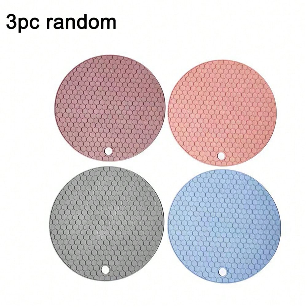 1/2/3PC Silicone Round Hot Pads Trivets, Non-Slip Heat Resistant Up to 450°F Mats for Cooking BBQ Serving, Dishwasher Safe Housewarming Gift