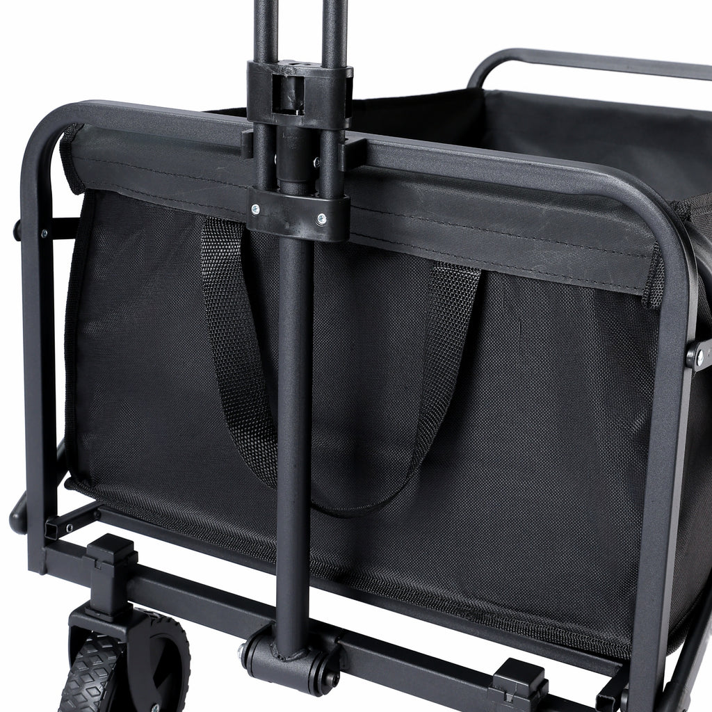 Folding Utility Wagon Beach Cart with All-Terrain Wheels, Collapsible Portable Outdoor Trolley, Multi-Purpose Gear Carrier for Gardening, Sports Events & Camping Trips