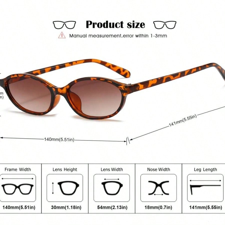 Women Classic Contrast Retro Oval Small Frame Eyewear, New Fashion Practical Eye Protection Glasses, Trendy Accessories for Street Photography, Beach Vacation and Daily Matching