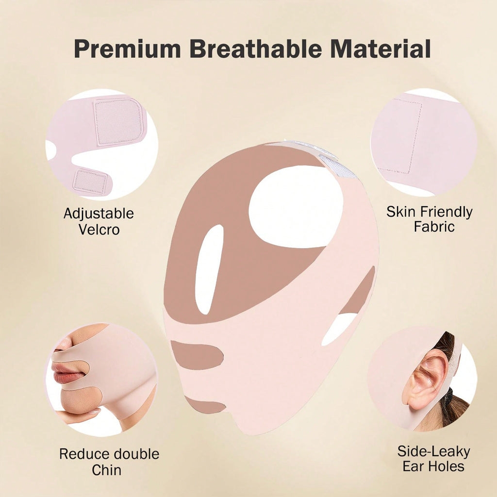 1Pc Women V-Shape Facial Lifting Bandage, Firming Face Slimming Strap to Reduce Nasolabial Folds, Suitable for Running, Jump Rope, Daily Wear and Night Sleeping