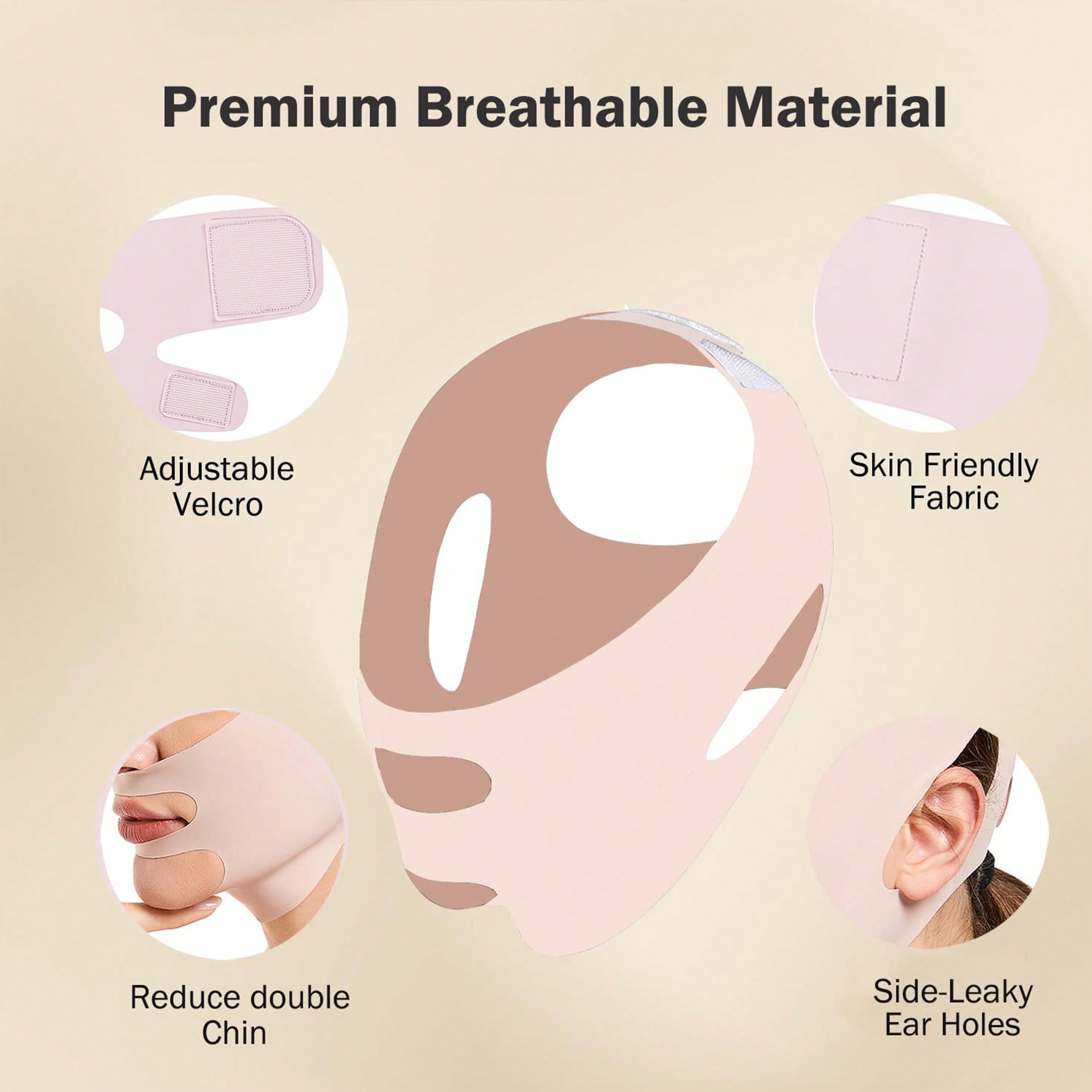 1Pc Women V-Shape Facial Lifting Bandage, Firming Face Slimming Strap to Reduce Nasolabial Folds, Suitable for Running, Jump Rope, Daily Wear and Night Sleeping