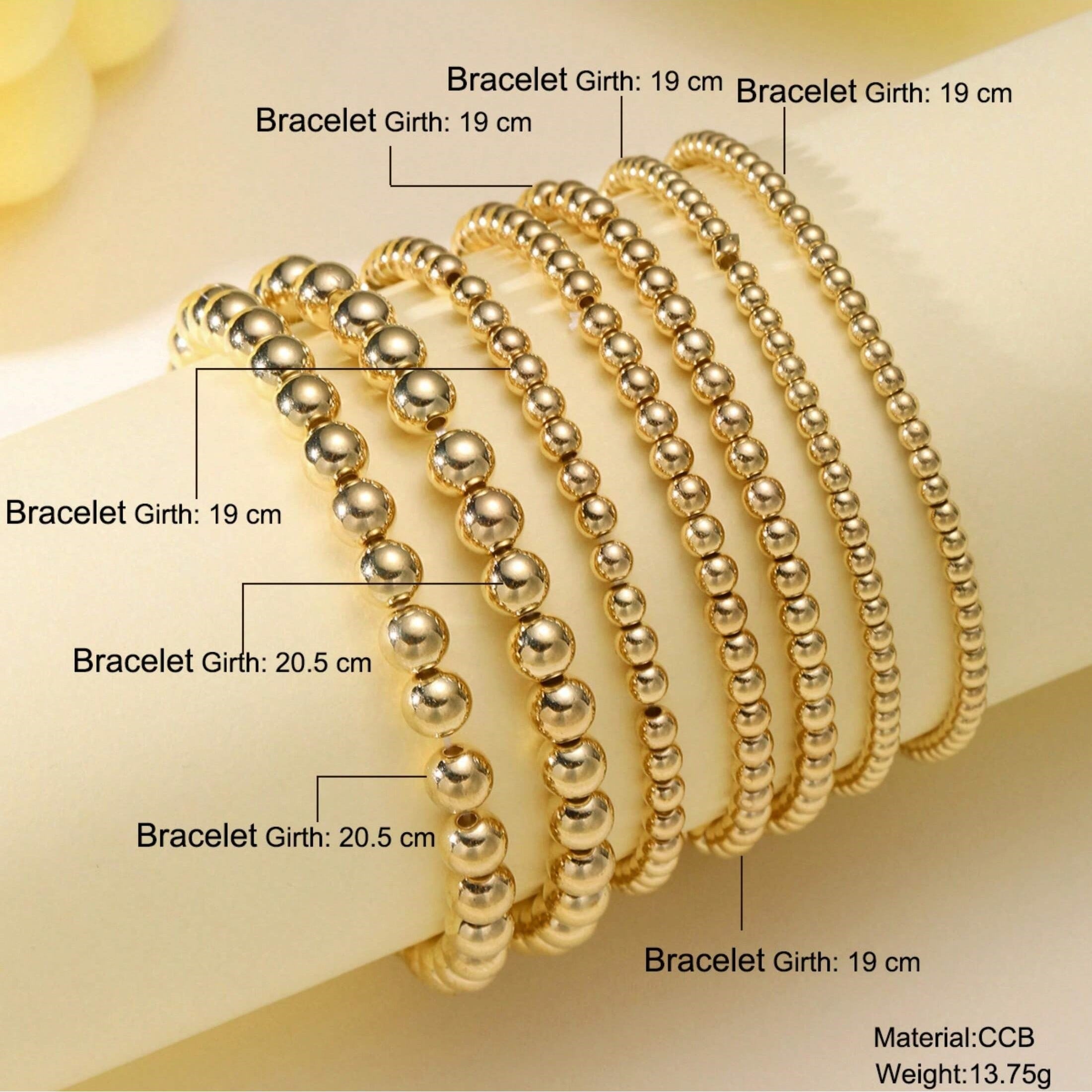 7-Piece Stackable Multifunctional Gold Bead Bracelets – Bohemian Beach Style Mix-and-Match Bead Chains, Versatile No-Outfit-Picking Design for Daily Wear, Beach Vacations & Party Gatherings