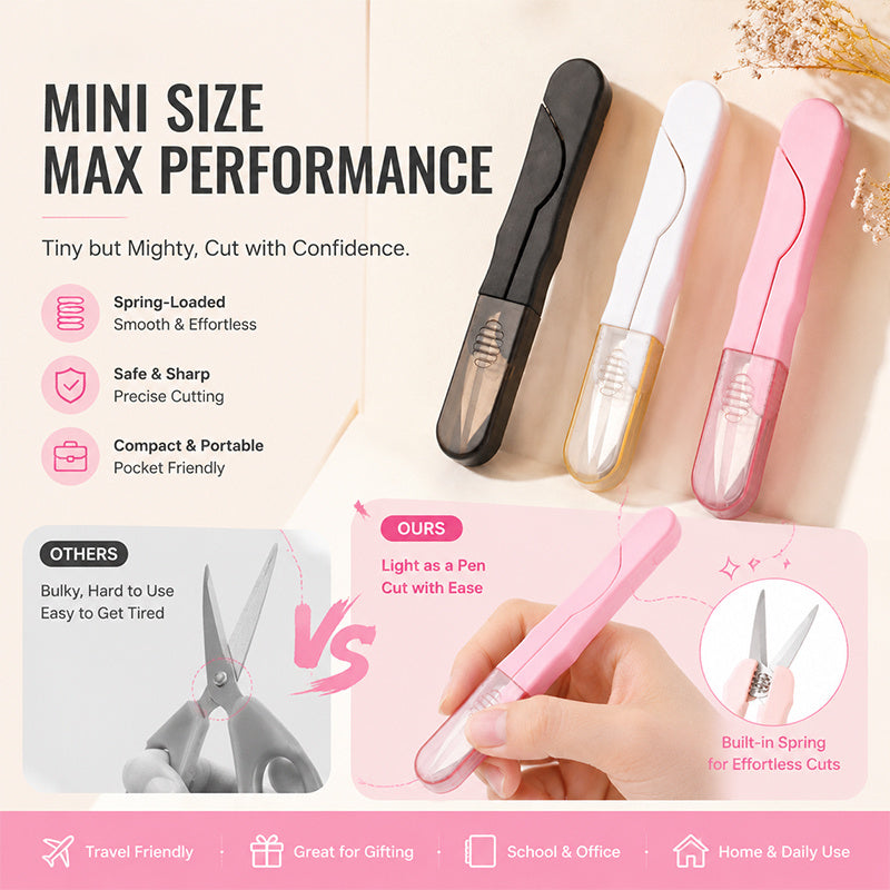 1PC Compact Stainless Steel Decorative Cutting Scissors Set with Protector Case, Precision Sharp Blades Multi-use Shears for Fabric Thread Yarn DIY Craft & Sewing Projects, All-in-One Essential Trimmi