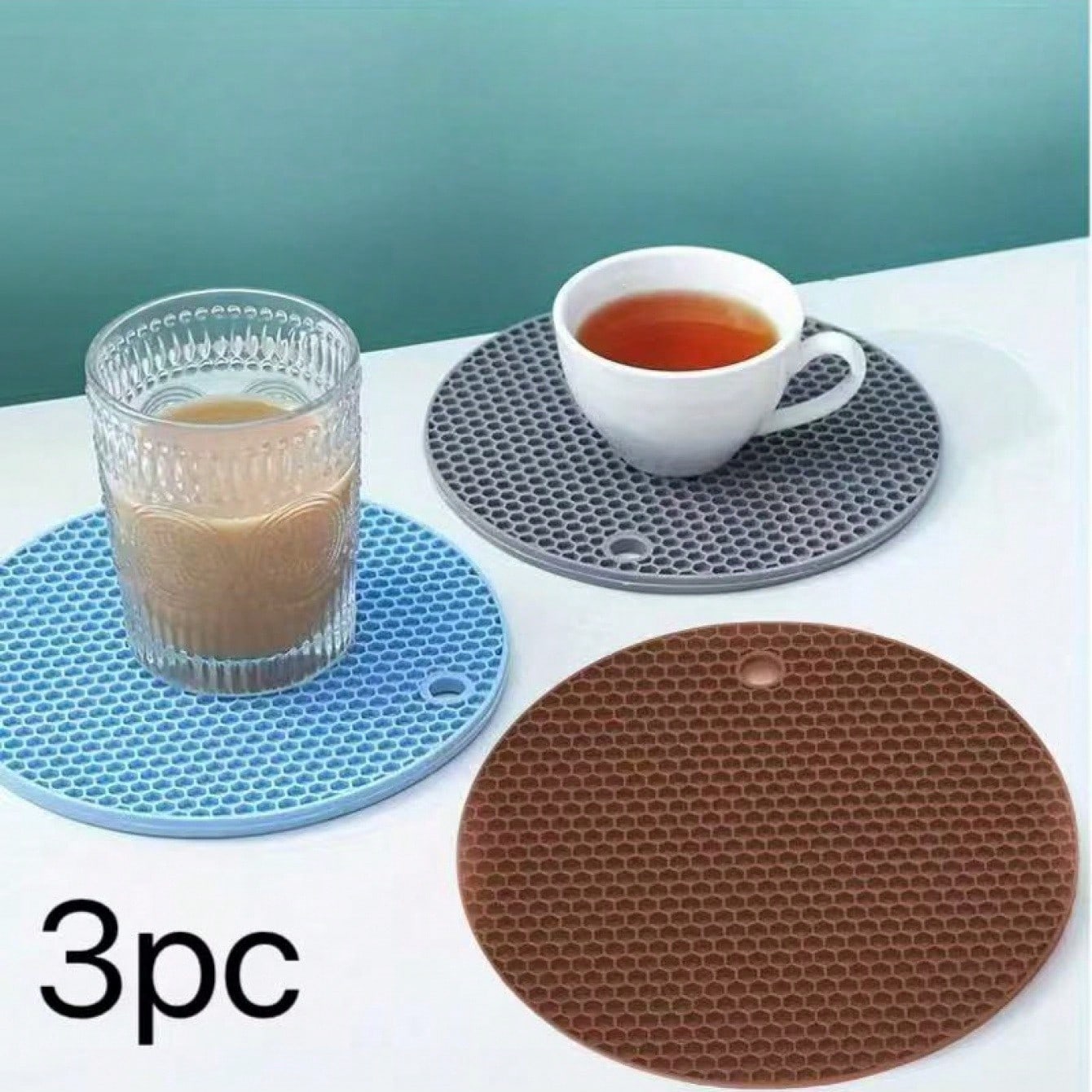 1/2/3PC Silicone Round Hot Pads Trivets, Non-Slip Heat Resistant Up to 450°F Mats for Cooking BBQ Serving, Dishwasher Safe Housewarming Gift