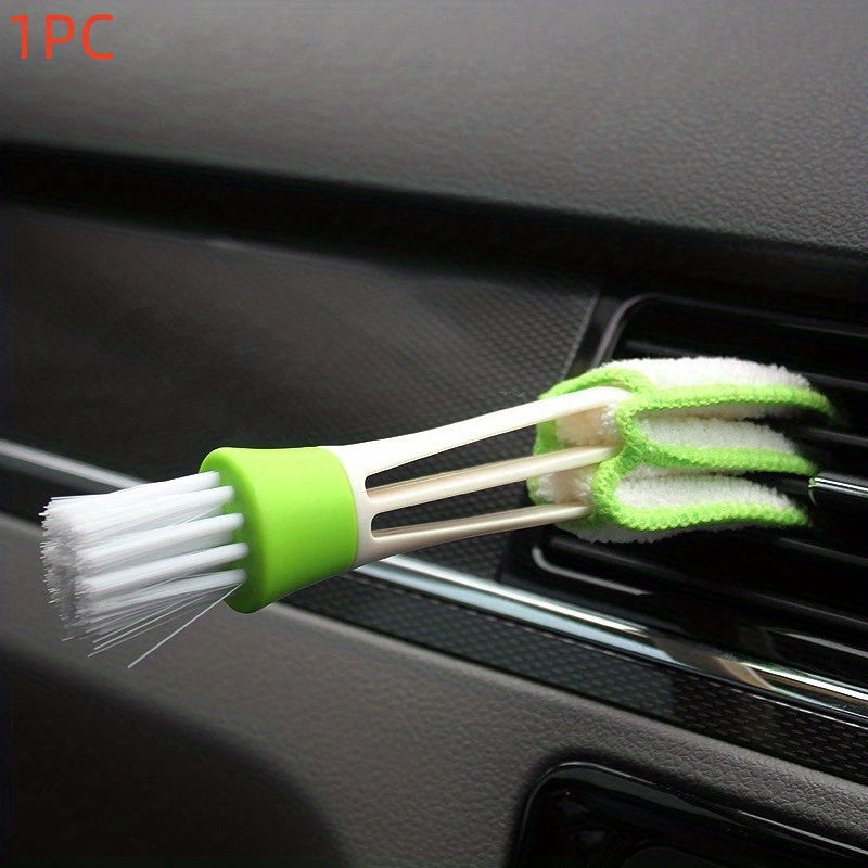 1PC Mini Microfiber Detailing Duster Brush in Green, Ultra Soft Fine Bristles Reusable Washable Auto Cleaning Tool, Ideal for Car AC Vents, Dashboard Crevices & Vehicle Interior Slot Dust Removal