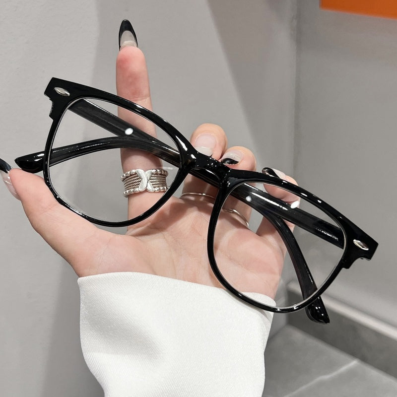 Transparent Clear Lens Geometric Glasses, Vintage Neutral Frame Eyeglasses, Trendy Accessory for Street Shot, Travel and Beach Daily Wear