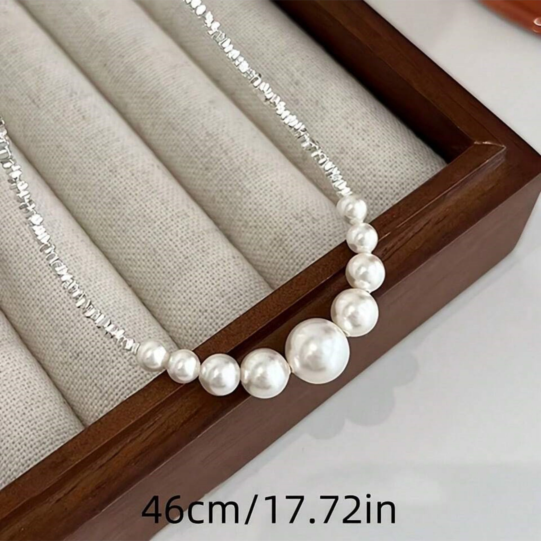 1 PC Handmade Freshwater Pearl Necklace – Exquisite Beaded Craftsmanship & Uniformly White Pearls, French Minimalist Luxury Jewelry Perfect for Daily Styling & Party Gatherings, Ideal Valentine’s Gift for Loved Ones