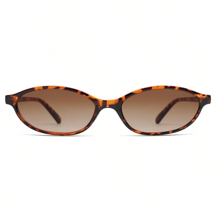 Women Classic Contrast Retro Oval Small Frame Eyewear, New Fashion Practical Eye Protection Glasses, Trendy Accessories for Street Photography, Beach Vacation and Daily Matching
