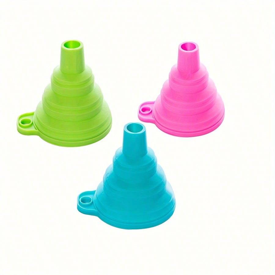 3Pcs Mini Foldable Silicone Funnel, Multipurpose Kitchen Funnel for Liquid, Water and Oil Transfer, Practical Kitchen Gadget Accessory, Must-Have Tool for Apartments, College Dorms and Back to School Prep