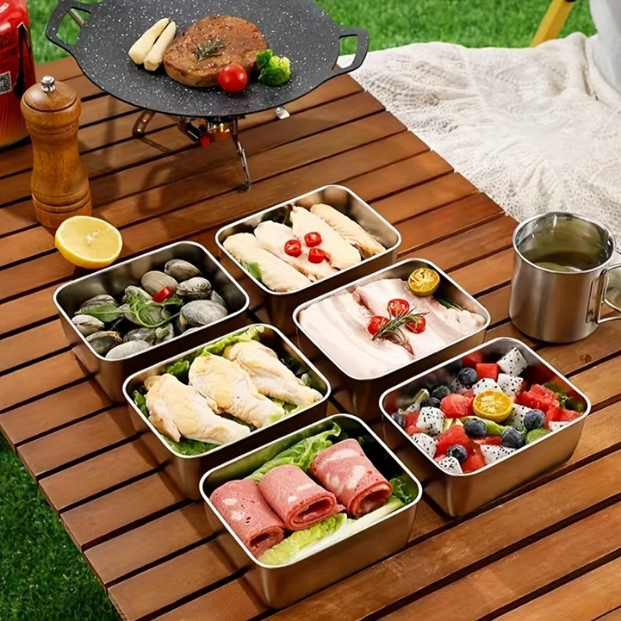 6-Piece Stainless Steel Meal Prep Containers with Lids – Leakproof Stackable Storage Boxes, Essential for Fresh Food Preservation, Outdoor Picnics & Refrigerator Portion Control