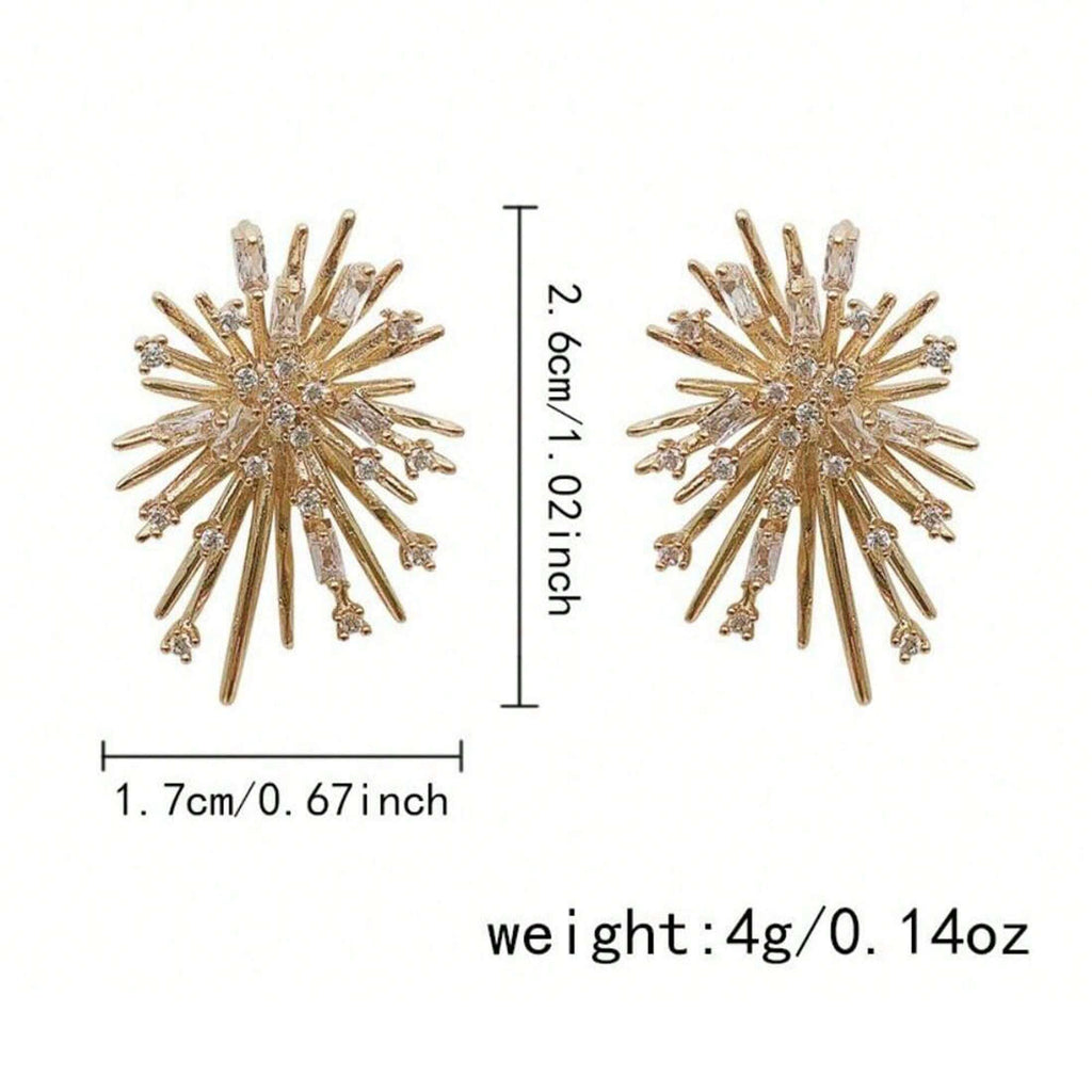 1 Pair Premium Luxury CZ Fireworks Stud Earrings – Sparkling Starry Night Inspired Design, Exquisite Craftsmanship & Timeless Classic Appeal, Versatile Jewelry Perfect for Daily Wear & Special Occasions