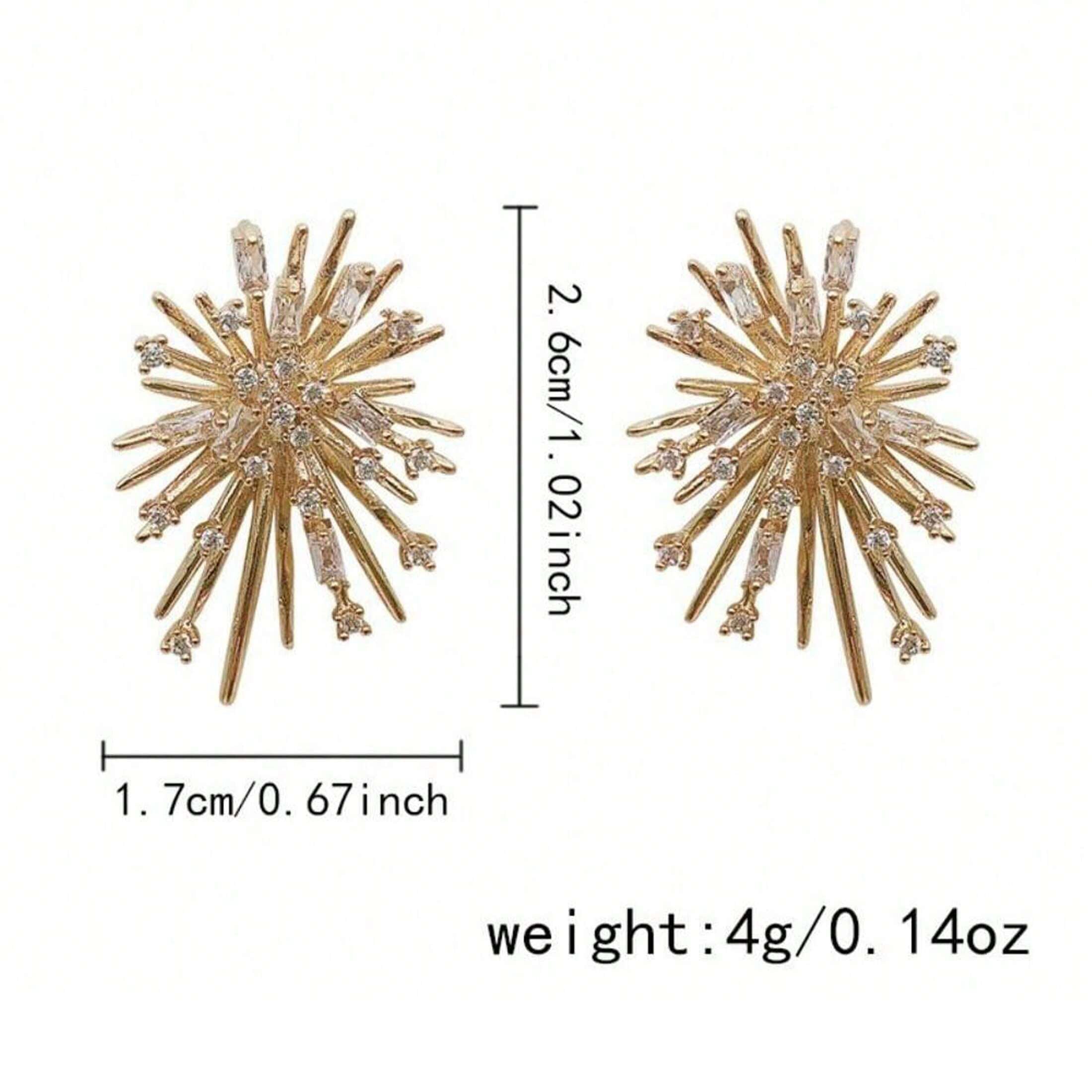 1 Pair Premium Luxury CZ Fireworks Stud Earrings – Sparkling Starry Night Inspired Design, Exquisite Craftsmanship & Timeless Classic Appeal, Versatile Jewelry Perfect for Daily Wear & Special Occasions