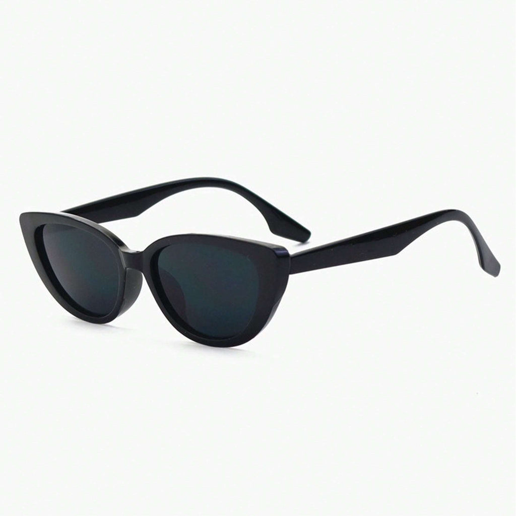 1 Pair Women’s Narrow Frame Retro Black Cat Eye Sunglasses – UV Protection with Unique Black Gradient Lenses, Plastic Frame & Face-Slimming Design, Elegant Versatile Fashion Eyewear