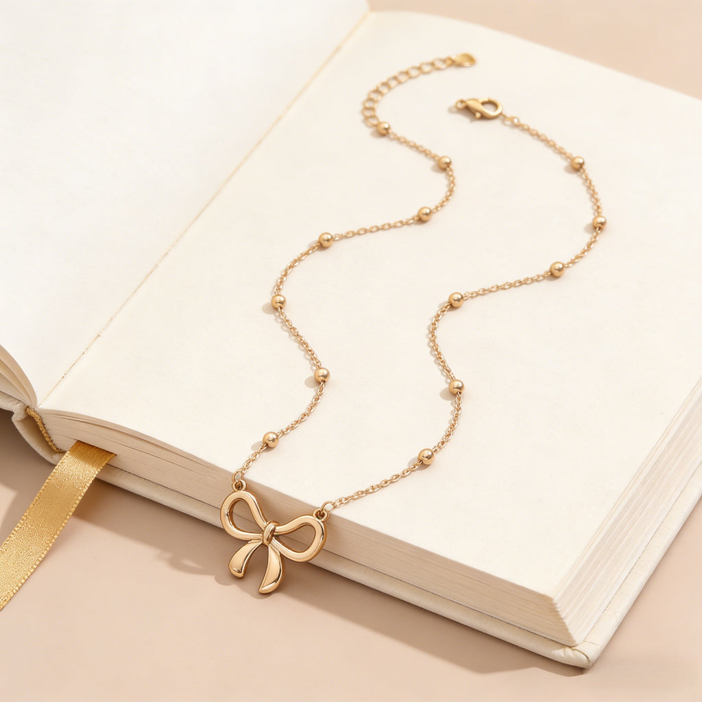 1 Piece Trendy Bow Pendant Clavicle Chain – Women’s Dainty Elegant Jewelry, Suitable for Commutes & Dates, Excellent Holiday Gift for Family and Friends