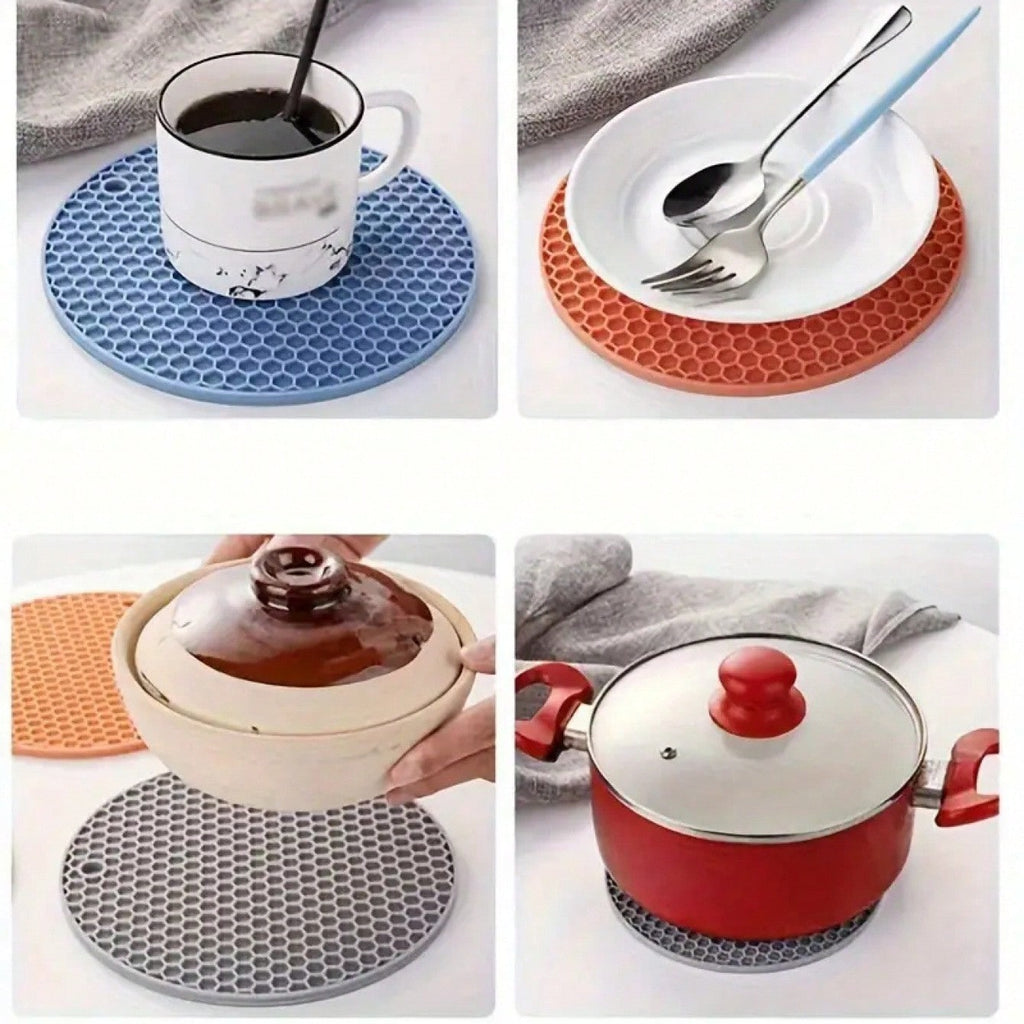1/2/3PC Silicone Round Hot Pads Trivets, Non-Slip Heat Resistant Up to 450°F Mats for Cooking BBQ Serving, Dishwasher Safe Housewarming Gift