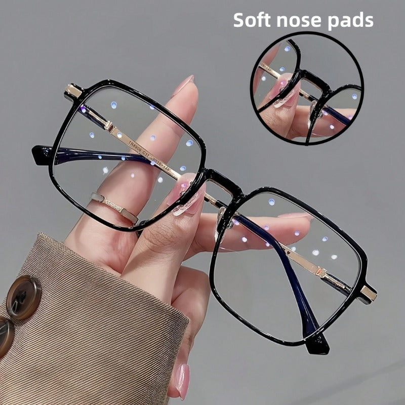 1 Pair Black Frame Square Sunglasses, Bohemian Style Glasses for Outdoor Trip Beach Vacation Daily Party Wear