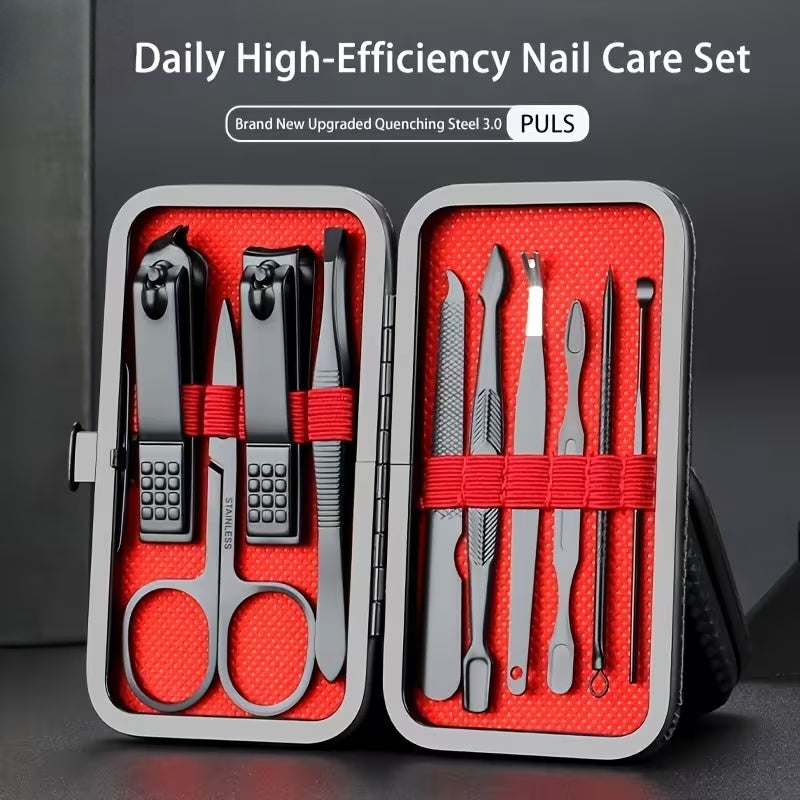 10-Piece Unisex Multi-Purpose Nail Grooming Kit – Classic Grooming Collection with Nail Clippers, Cuticle Pusher, Professional Care Tools & Portable Storage Case, Perfect Gift for Men and Women