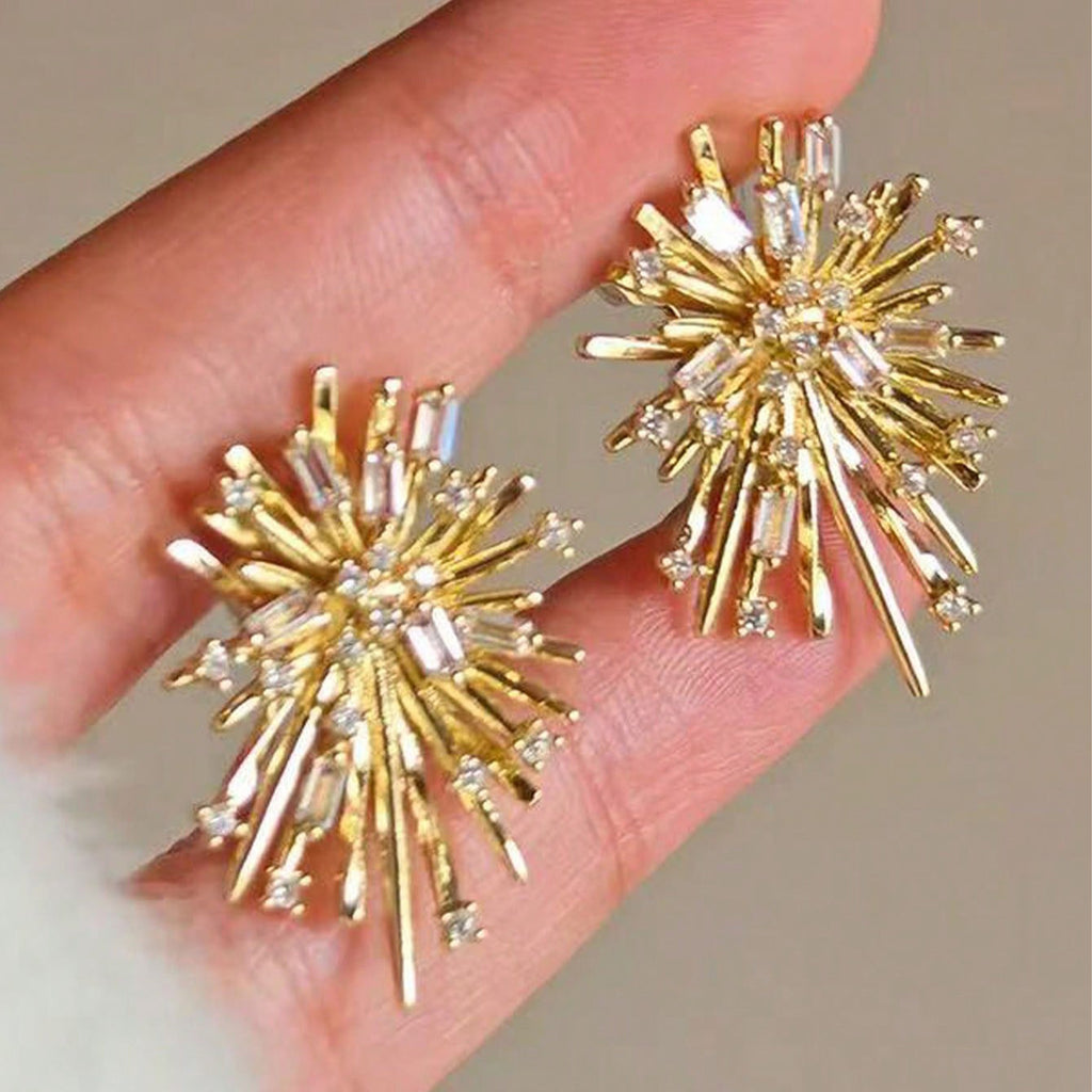 1 Pair Premium Luxury CZ Fireworks Stud Earrings – Sparkling Starry Night Inspired Design, Exquisite Craftsmanship & Timeless Classic Appeal, Versatile Jewelry Perfect for Daily Wear & Special Occasions