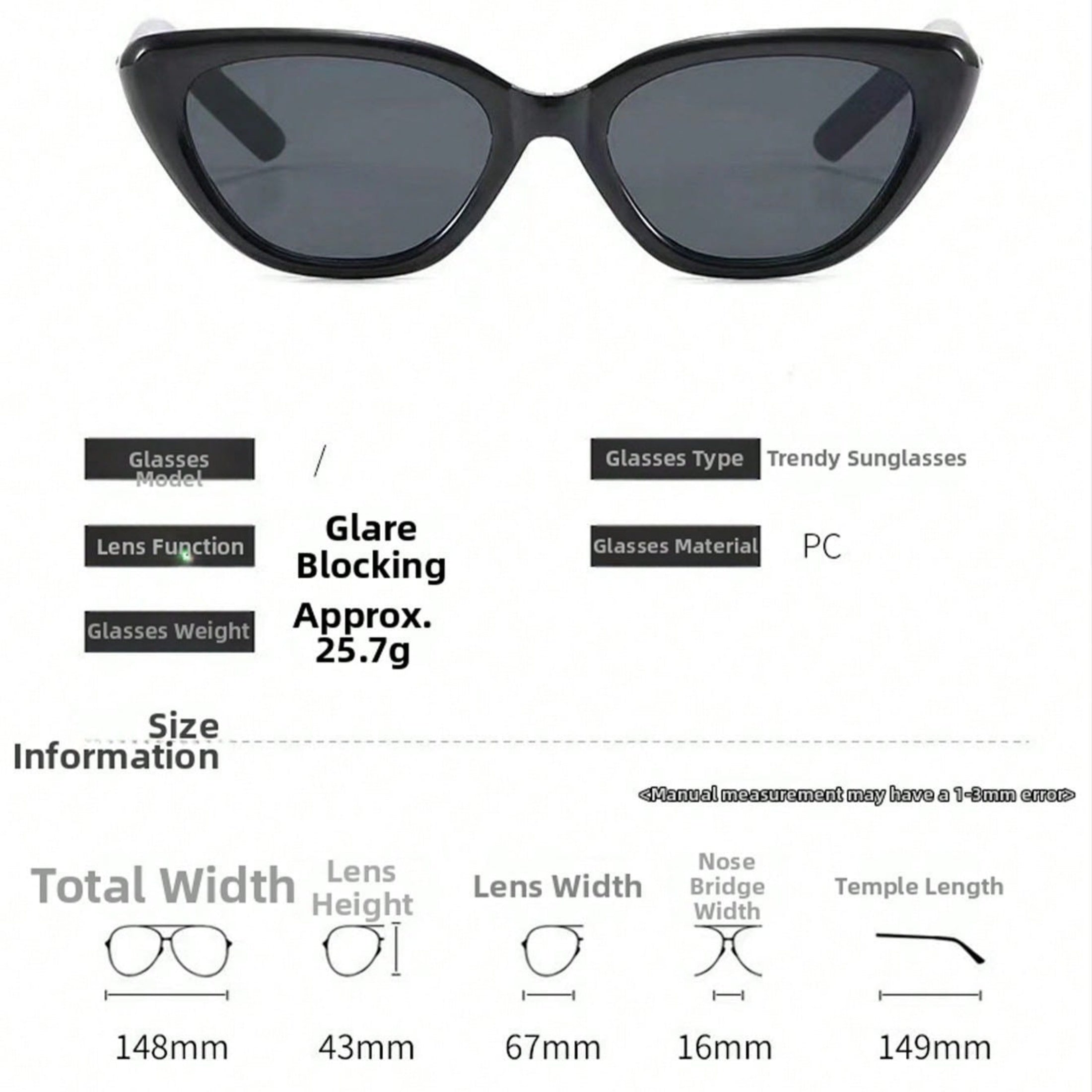 1 Pair Women’s UV Protection Retro Cat Eye Sunglasses – Sleek Black Narrow Frame Adorned with Star Detailing, Perfectly Tailored for Small Face Shapes, Elegant Fashion Shades for Everyday Styling