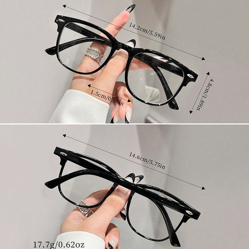 Transparent Clear Lens Geometric Glasses, Vintage Neutral Frame Eyeglasses, Trendy Accessory for Street Shot, Travel and Beach Daily Wear