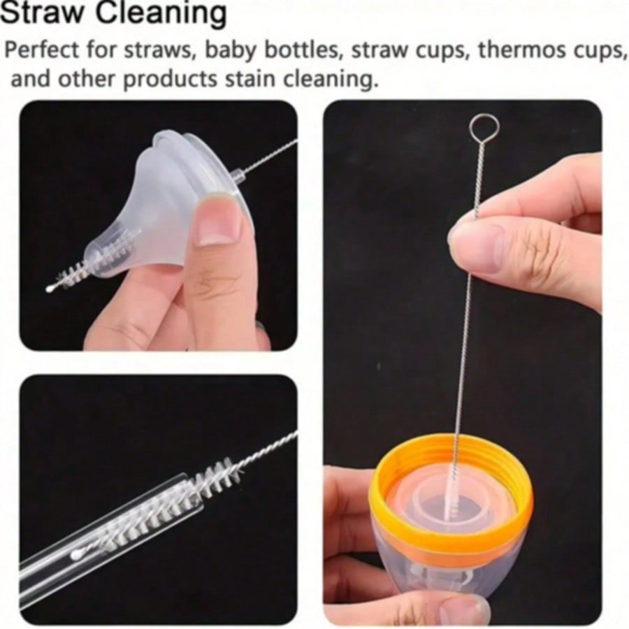 5/10pcs Long Reach Nylon Bristle Tube Brush, Flexible Straw Cleaner with Sturdy Steel Body, Perfect Tool for Removing Grime from Narrow Spaces and Bottles