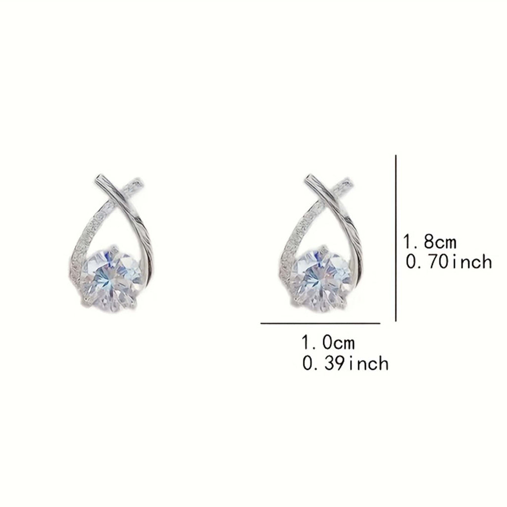 1 Pair Fashionable & Elegant Earrings – Sparkling Cubic Zirconia Inlaid, Cute & Stylish Design Perfect for Daily Wear, Travel & Celebrations, Ideal Party & Valentine's Day Gifts
