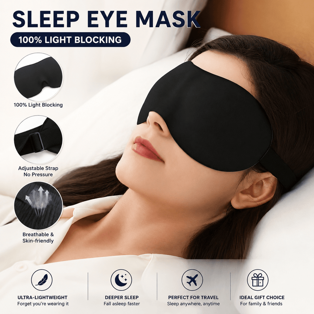 1PC Natural Soft Comfortable 3D Sleeping Eye Mask, Adjustable Light Blocking Eye Patch for Men Women, Compact Portable Blindfold Suitable for Sleeping Napping Meditation, Comfort Relax Travel Essential Accessory
