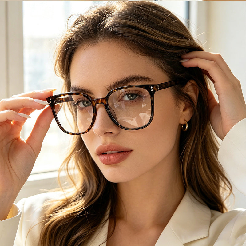 1 Pair Classic Tortoiseshell Flat Decorative Glasses, Trendy Unisex Eyewear, Fashion Accessory to Elevate Daily Casual Outfit Matching