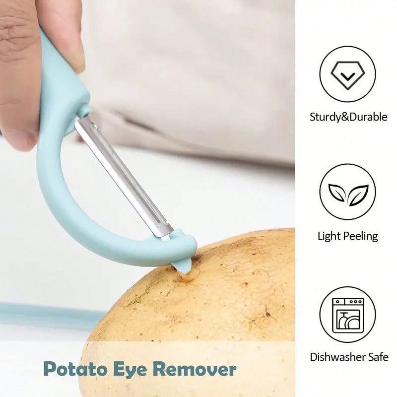 1-Pack Multifunctional Stainless Steel Vegetable Peeler, Comfort Grip Design Effortlessly Peels Potato Carrot Cucumber with Built-in Blemish Remover for Home & Kitchen Use