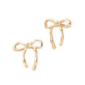 1 Pair Elegant Gold Bow Stud Hoop Earrings, Smooth Curved Interlocking Bow Design with Secure Ear Backs, Lightweight Hypoallergenic Women Jewelry, Versatile for Daily Wear & Party All Seasons