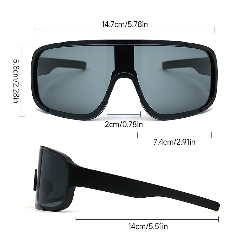 1pair Integrated Wrap Around Sunglasses, Unisex Retro City Explorer Eyewear with PC Frame, Fashion Outdoor Glasses for Hiking, Fishing and Climbing, Decorative Photo Prop & Ideal Holiday Gift