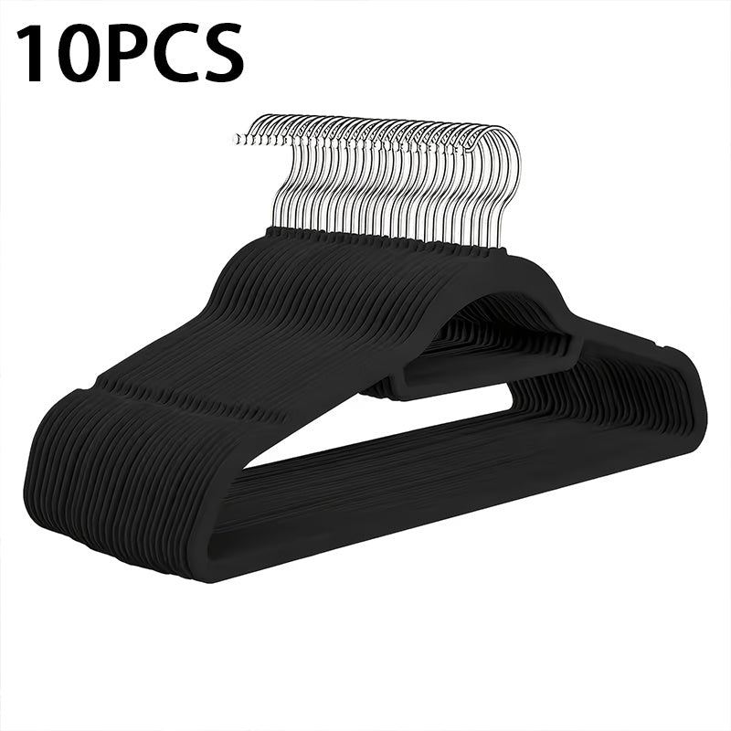 10 Pack Thickened Non-Slip Velvet Hangers with Tie Clip for Closet Storage - Ultra Thin Suit Hangers with 360° Rotating Hook, Velvet Hangers for Coats, Suits and Delicate Garments