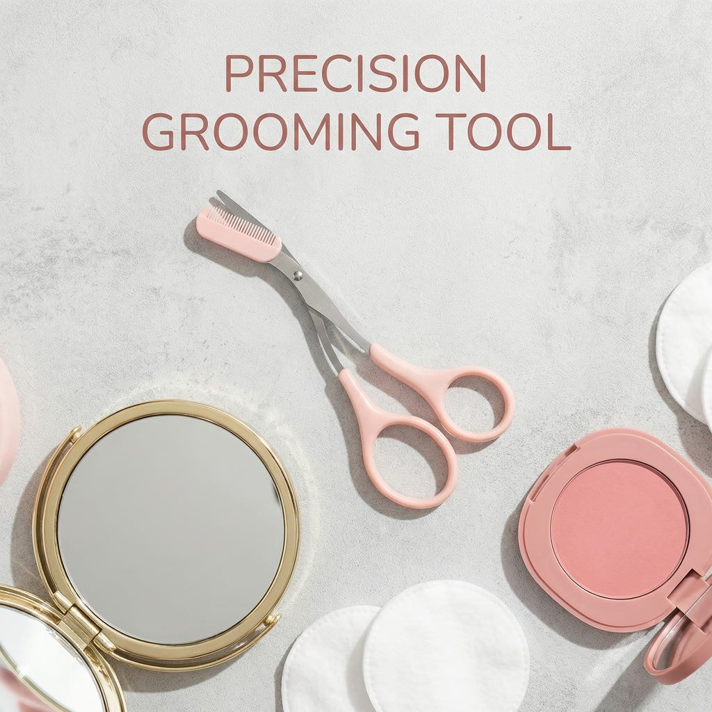 1 Piece Eyebrow Scissors with Built-in Comb, Professional Precision Eyebrow Trimming Shears with Safety Protective Cover, Sharp Blades & Comfort Grip Handle, Portable Manual Beauty Tool for Home & Travel, Perfect Beauty Gift