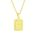 1PC Stainless Steel Gold Cross Necklace, Minimalist Fashion Unisex Pendant, Perfect for Outdoor Travel and Gifting