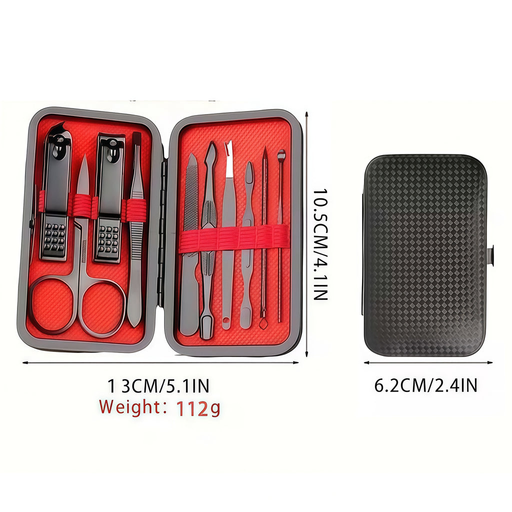 10-Piece Unisex Multi-Purpose Nail Grooming Kit – Classic Grooming Collection with Nail Clippers, Cuticle Pusher, Professional Care Tools & Portable Storage Case, Perfect Gift for Men and Women
