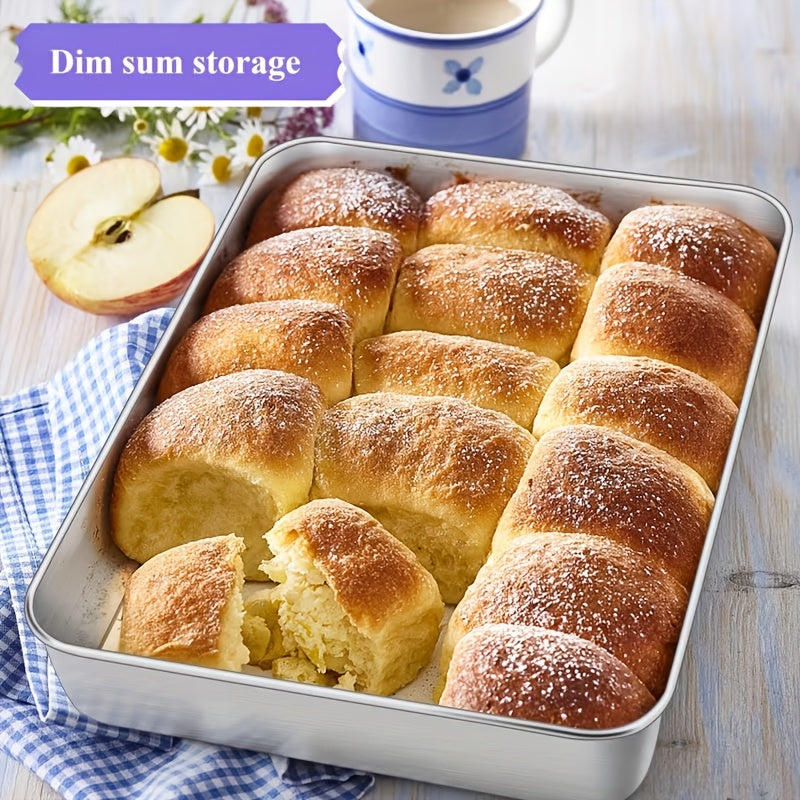 4pcs 7.09in*5.12in Food-Grade Stainless Steel Storage Boxes with Lids - Reusable Rectangular Trays, Ideal as Dumpling Plates, Baking Pans & Barbecue Dishes for Kitchen Organization