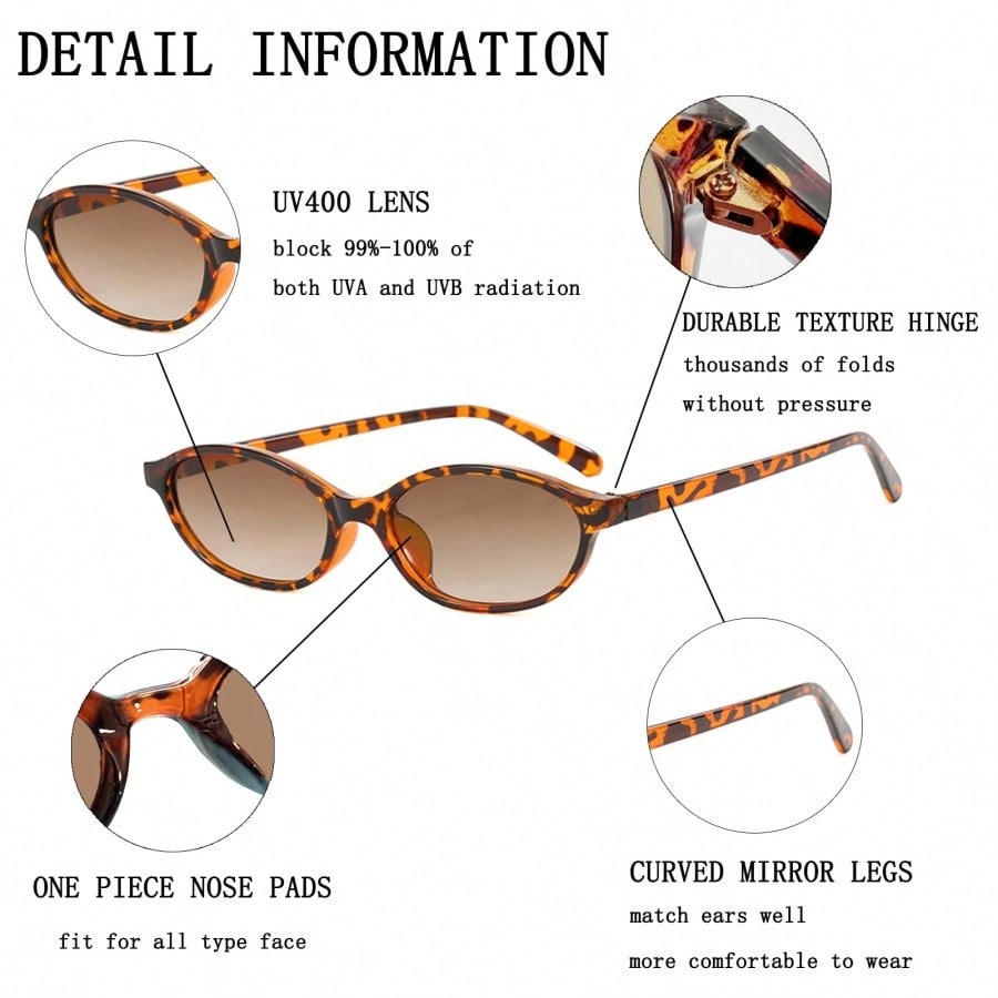 Women Classic Contrast Retro Oval Small Frame Eyewear, New Fashion Practical Eye Protection Glasses, Trendy Accessories for Street Photography, Beach Vacation and Daily Matching