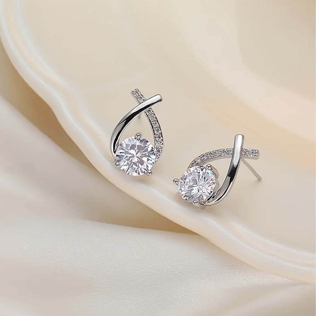 1 Pair Fashionable & Elegant Earrings – Sparkling Cubic Zirconia Inlaid, Cute & Stylish Design Perfect for Daily Wear, Travel & Celebrations, Ideal Party & Valentine's Day Gifts