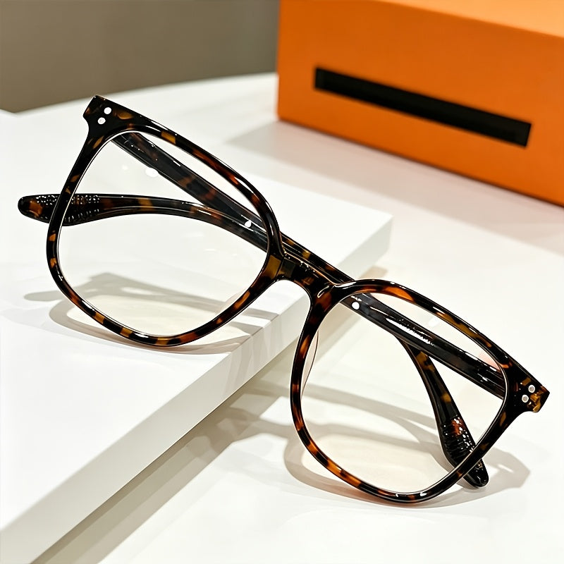 1 Pair Classic Tortoiseshell Flat Decorative Glasses, Trendy Unisex Eyewear, Fashion Accessory to Elevate Daily Casual Outfit Matching