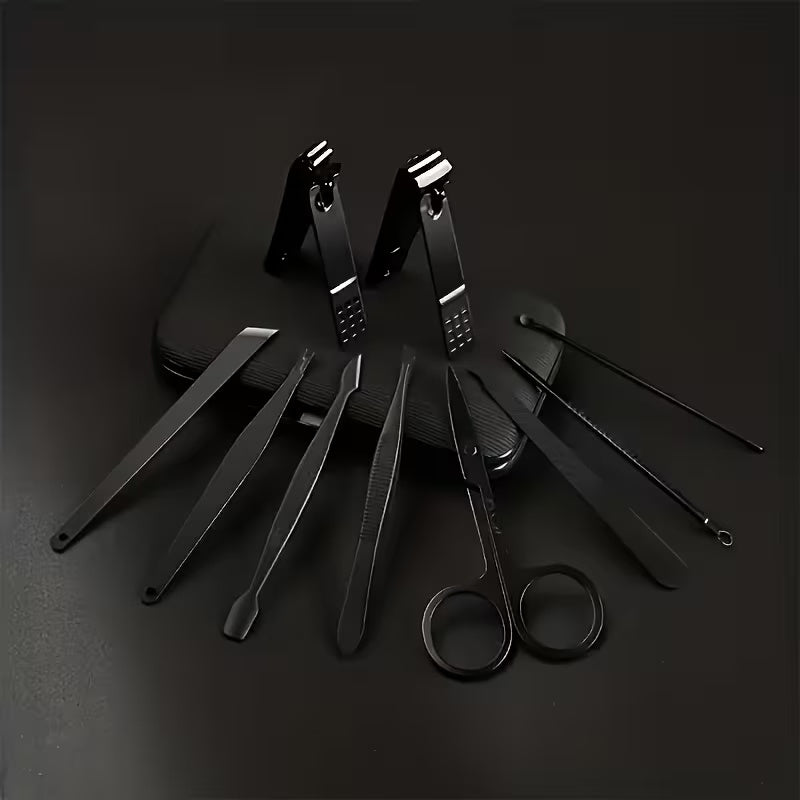 10-Piece Unisex Multi-Purpose Nail Grooming Kit – Classic Grooming Collection with Nail Clippers, Cuticle Pusher, Professional Care Tools & Portable Storage Case, Perfect Gift for Men and Women