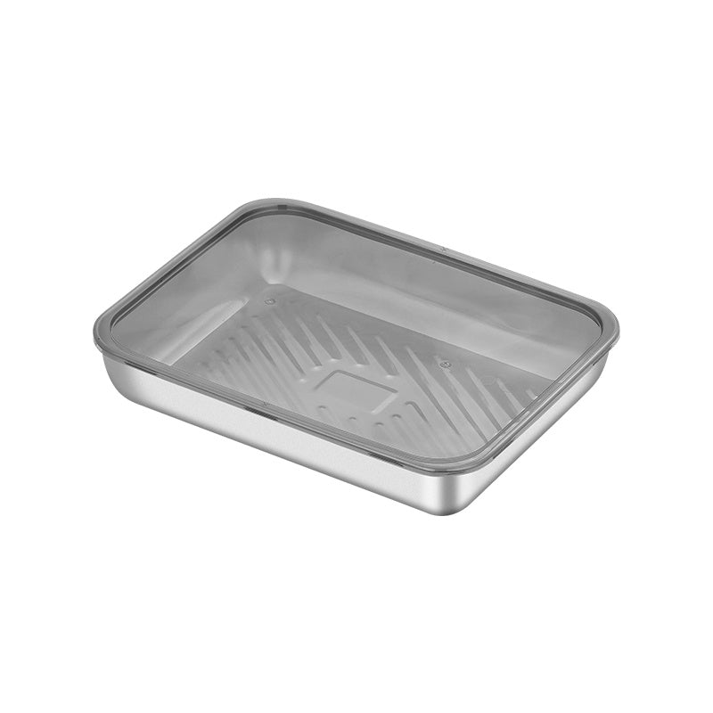 4pcs 8.66in*5.91in Food-Grade Stainless Steel Dumpling Trays with Lids - Stackable Reusable Food Storage Containers, Ideal for Baking, Meal Prep, Outdoor Picnics & Kitchen Fridge Organization